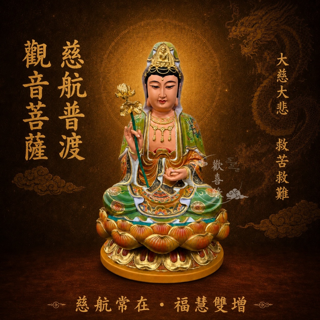 【歡喜緣佛具】觀音 青袍 觀世音菩薩 (客製化商品 請先私訊聊聊) 神像 神尊 安金 客製化神像 樹林實體店