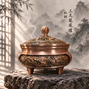 【樹林歡喜緣佛具】紅銅龍鳳三足爐・小盤香爐・淨爐｜全銅盤香爐・淨爐｜佛堂神桌供香｜神明衣帽｜樹林實體店｜客製神像請先聊聊
