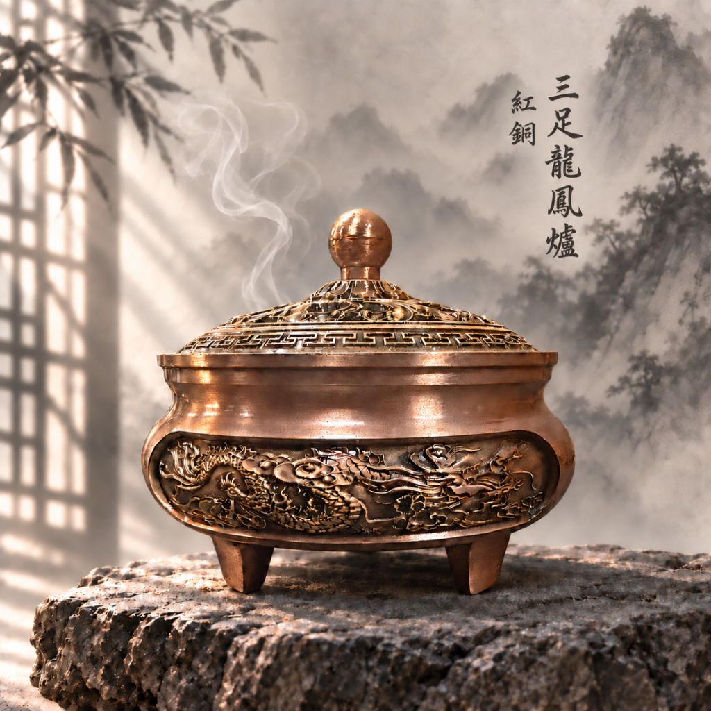 【樹林歡喜緣佛具】紅銅龍鳳三足爐・小盤香爐・淨爐|全銅盤香爐・淨爐|佛堂神桌供香|神明衣帽|樹林實體店|客製神像請先聊聊