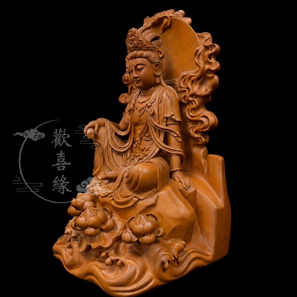 【歡喜緣佛具】木雕觀音 觀音 觀世音菩薩 (客製化商品 請先私訊聊聊) 神像 神尊 安金 客製化神像 樹林實體店:圖片 3
