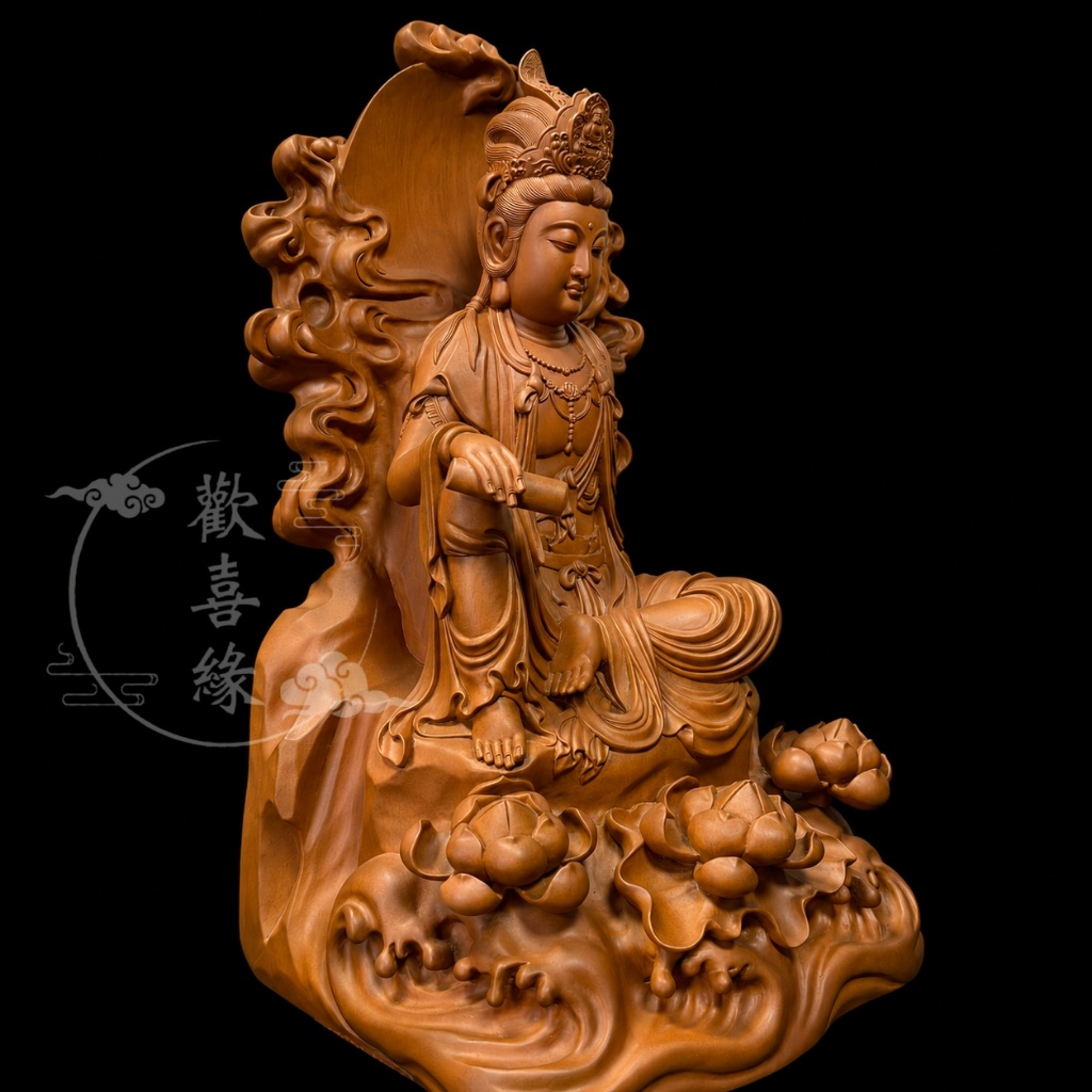 【歡喜緣佛具】木雕觀音 觀音 觀世音菩薩 (客製化商品 請先私訊聊聊) 神像 神尊 安金 客製化神像 樹林實體店:圖片 4