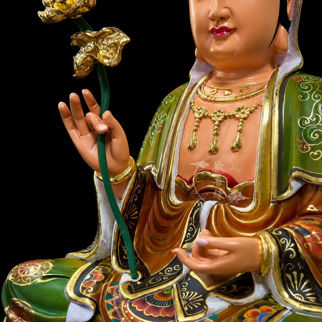 【歡喜緣佛具】觀音 青袍 觀世音菩薩 (客製化商品 請先私訊聊聊) 神像 神尊 安金 客製化神像 樹林實體店:圖片 5