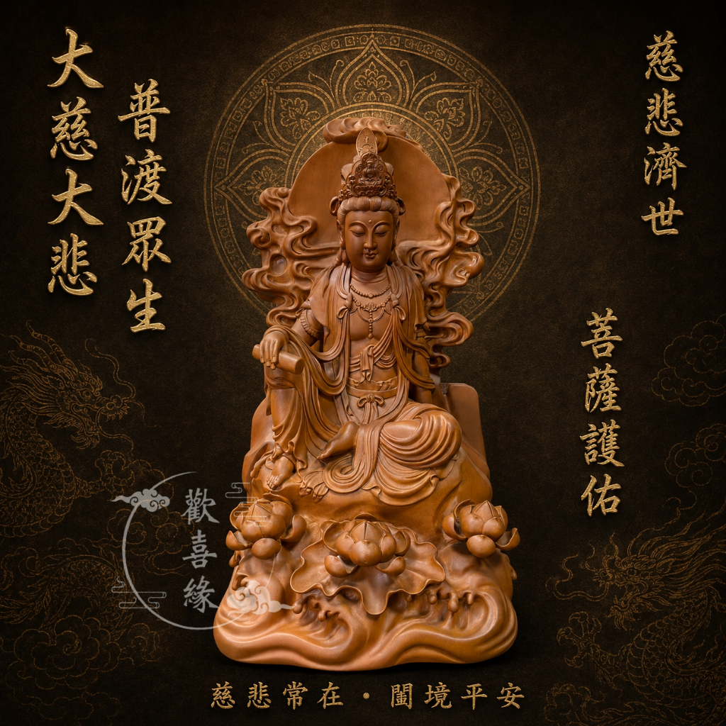 【歡喜緣佛具】木雕觀音 觀音 觀世音菩薩 (客製化商品 請先私訊聊聊) 神像 神尊 安金 客製化神像 樹林實體店
