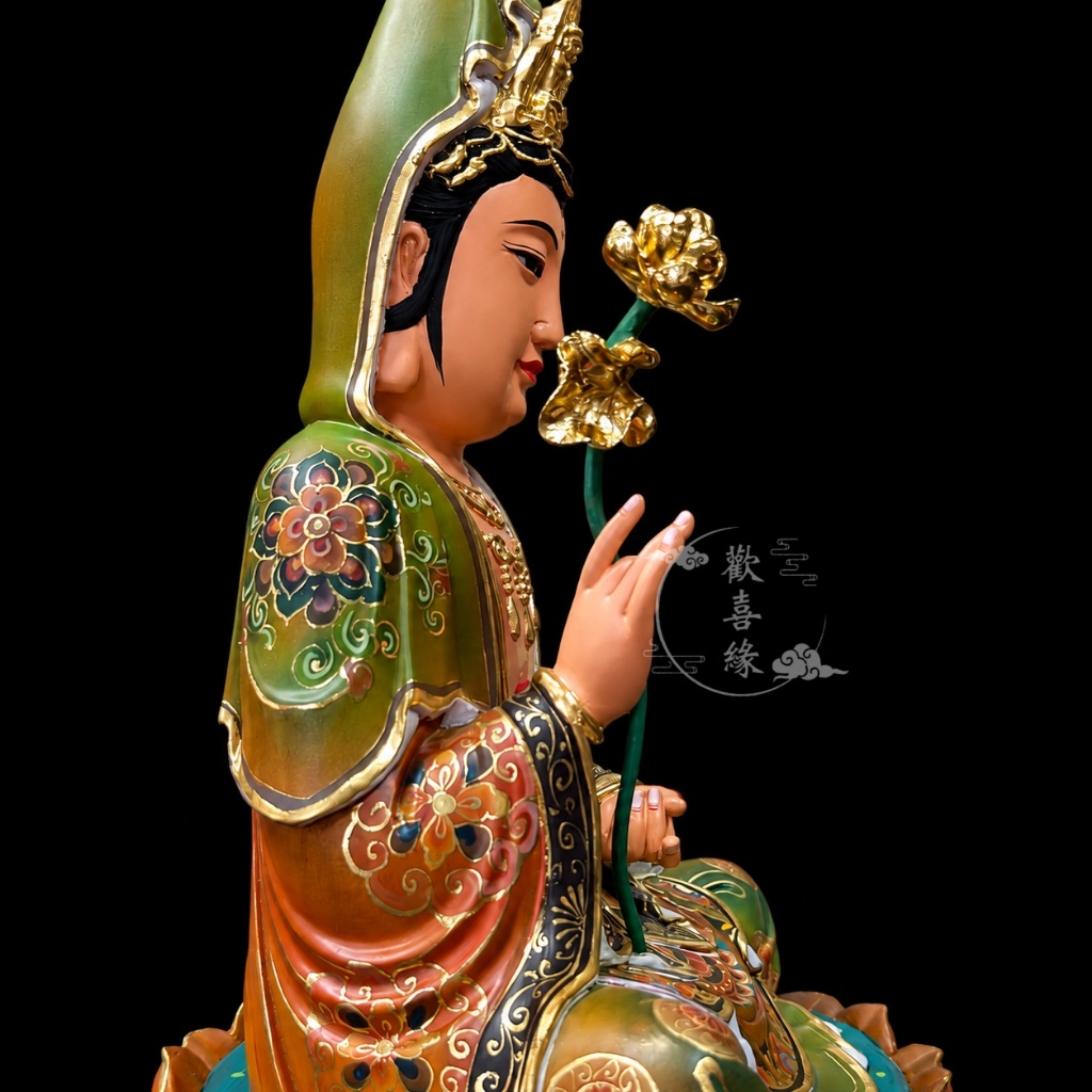 【歡喜緣佛具】觀音 青袍 觀世音菩薩 (客製化商品 請先私訊聊聊) 神像 神尊 安金 客製化神像 樹林實體店:圖片 6