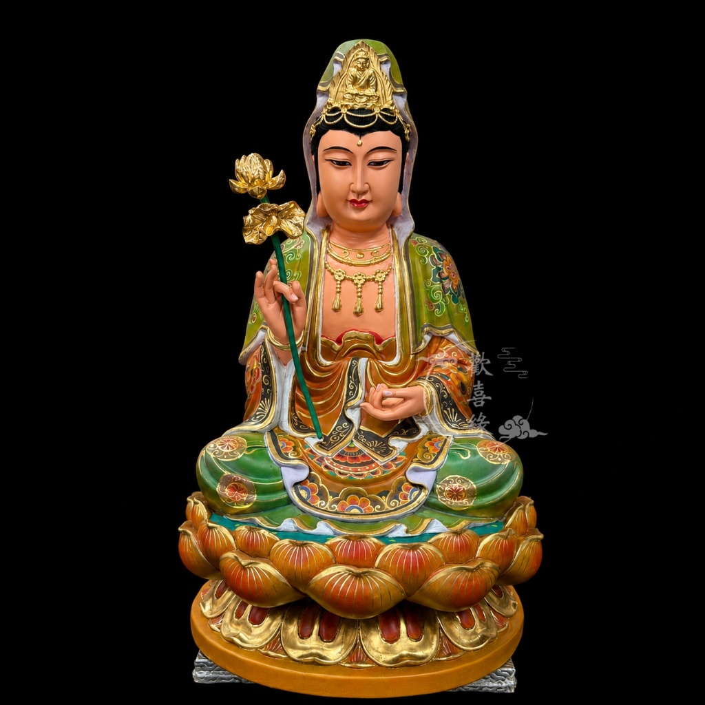 【歡喜緣佛具】觀音 青袍 觀世音菩薩 (客製化商品 請先私訊聊聊) 神像 神尊 安金 客製化神像 樹林實體店:圖片 2